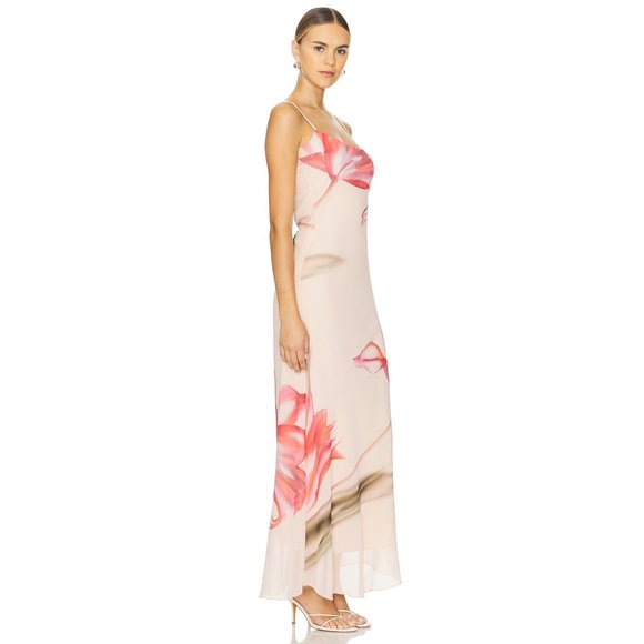 Like new Musier Paris Avina Dress in Nude With Rose Print pink floral maxi - Picture 6 of 14